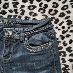 Y2K L.A. Idol Low Rise Dark Grey Wash Embellished Bootcut Denim Jeans
