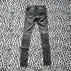 Y2K Rock Revival Low Rise Dark Grey Cathedral Embellished Bootcut Denim Jeans