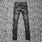 Y2K Rock Revival Low Rise Dark Grey Cathedral Embellished Bootcut Denim Jeans