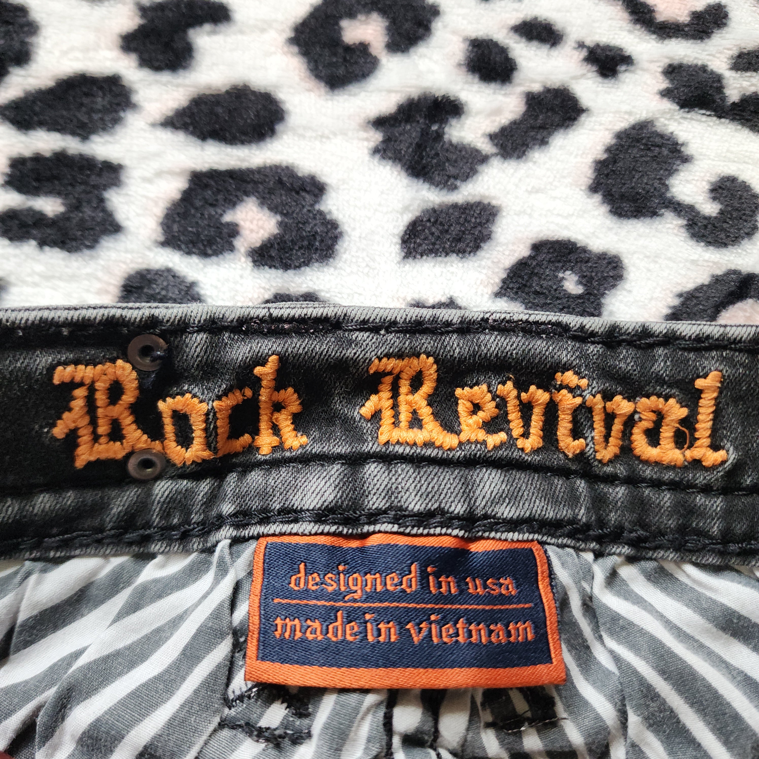 Y2K Rock Revival Low Rise Dark Grey Cathedral Embellished Bootcut Denim Jeans