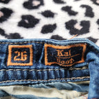 Y2K Rock Revival Low Rise Medium Wash Blue Cathedral Embellished Bootcut Denim Jeans