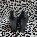 Vintage Nine West Black Leather Chunky Mary Jane Buckle High Heels
