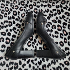 Vintage Nine West Black Leather Chunky Mary Jane Buckle High Heels