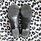 Vintage Nine West Black Leather Chunky Mary Jane Buckle High Heels