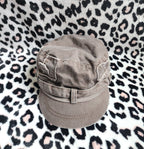 Y2K Inspired Brown Patchwork Distressed Cadet Hat