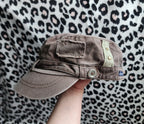 Y2K Inspired Brown Patchwork Distressed Cadet Hat
