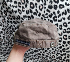 Y2K Inspired Brown Patchwork Distressed Cadet Hat
