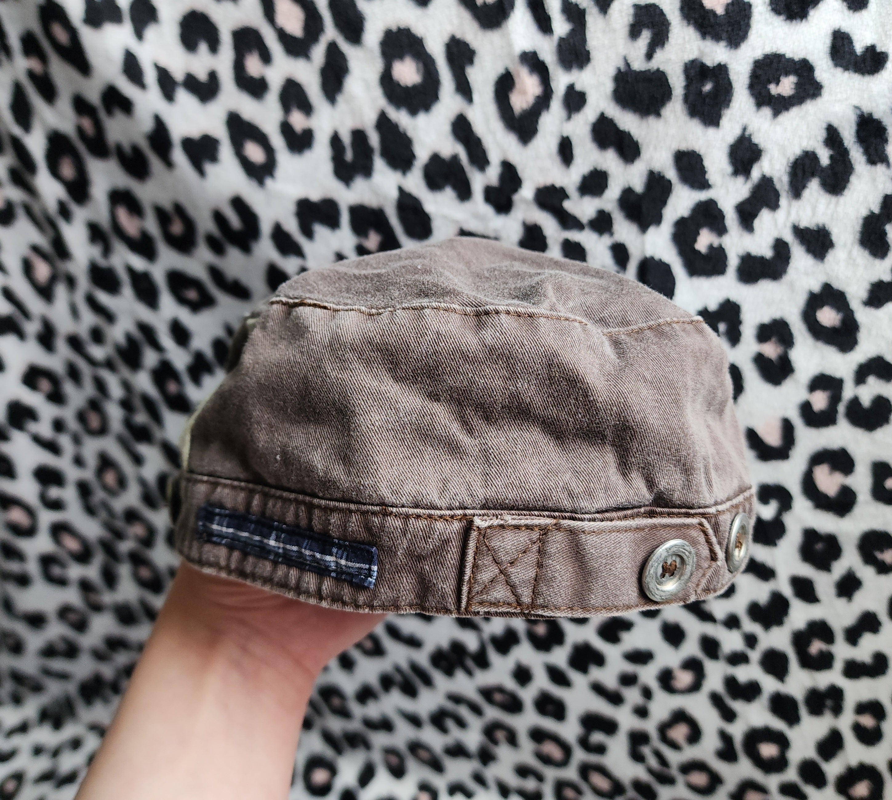 Y2K Inspired Brown Patchwork Distressed Cadet Hat