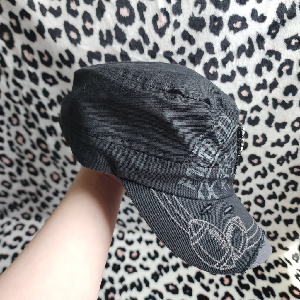 Y2K Football Beaded Distressed Graphic Print Cadet Hat