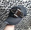 Y2K Football Beaded Distressed Graphic Print Cadet Hat