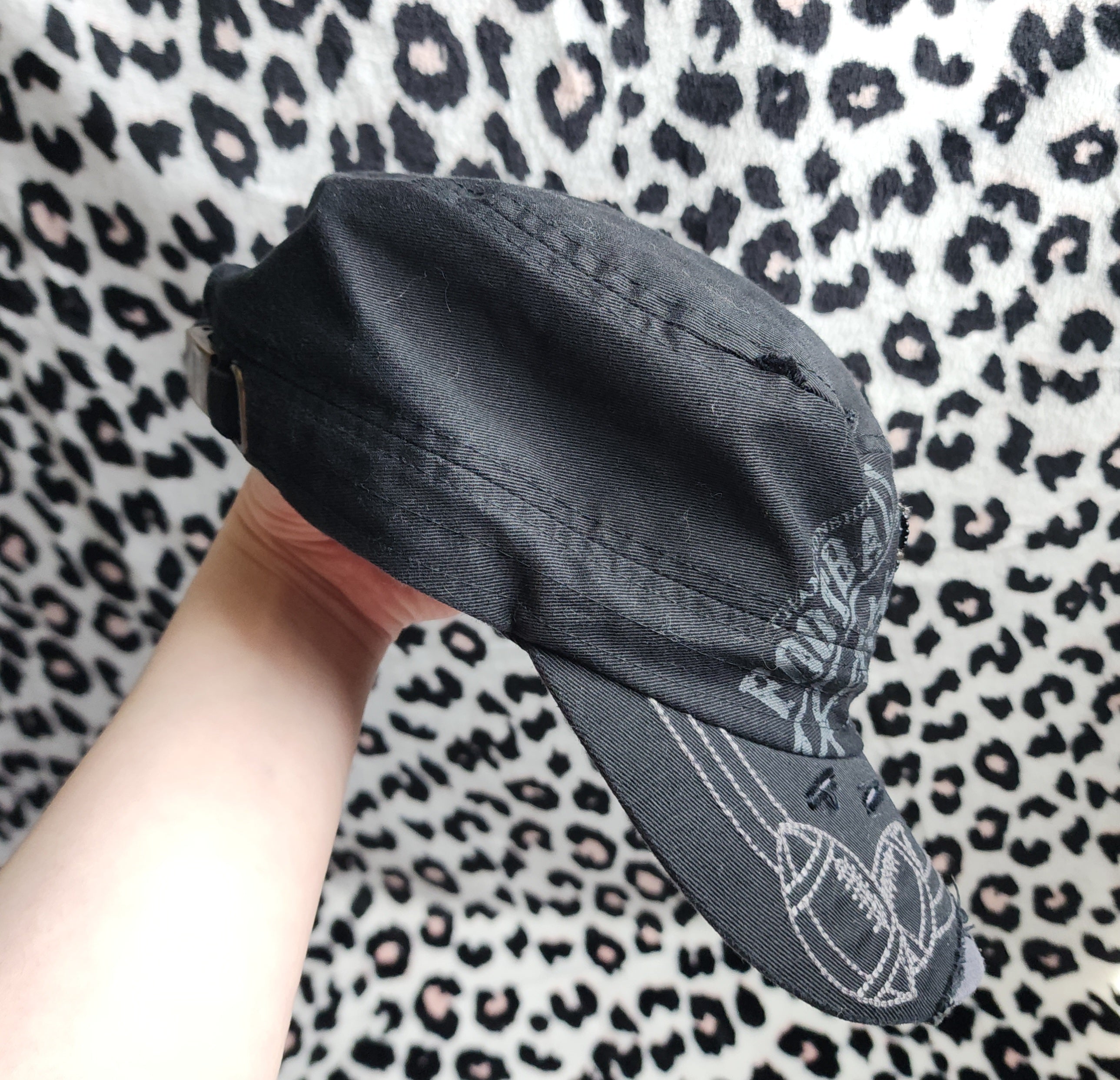 Y2K Football Beaded Distressed Graphic Print Cadet Hat