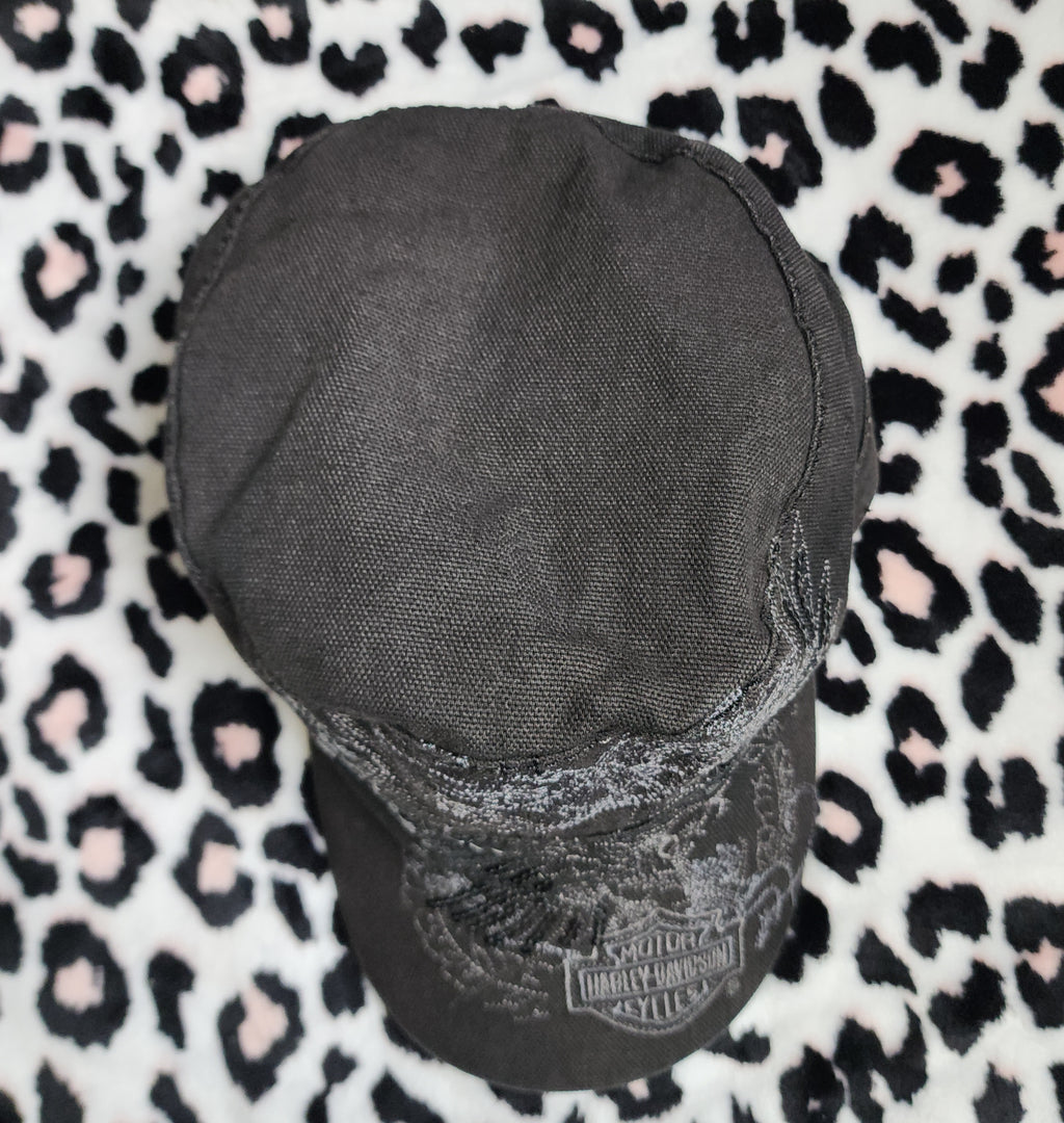 Harley-Davidson Black Sequin Embroidered Graphic Print Cadet Cap