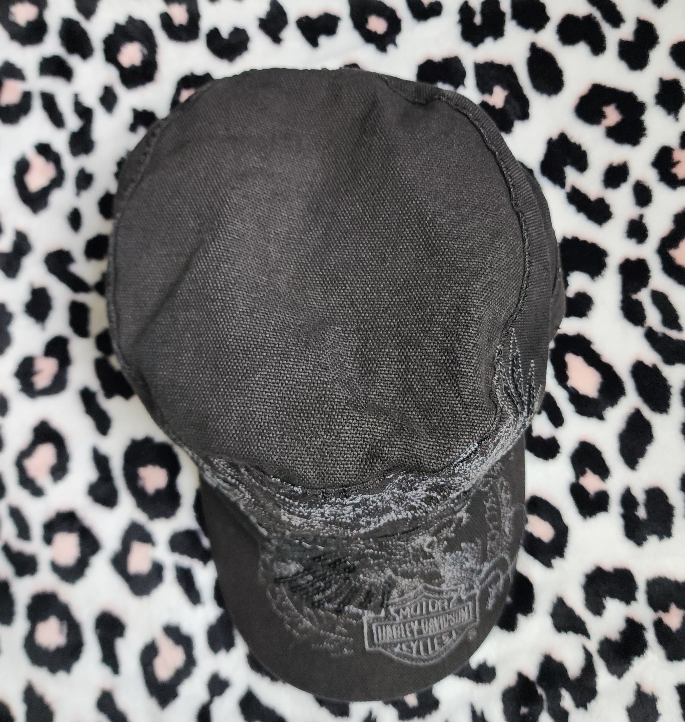 Harley-Davidson Black Sequin Embroidered Graphic Print Cadet Cap