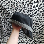 Y2K Inspired Black and Grey Tweed Floral Cadet Hat