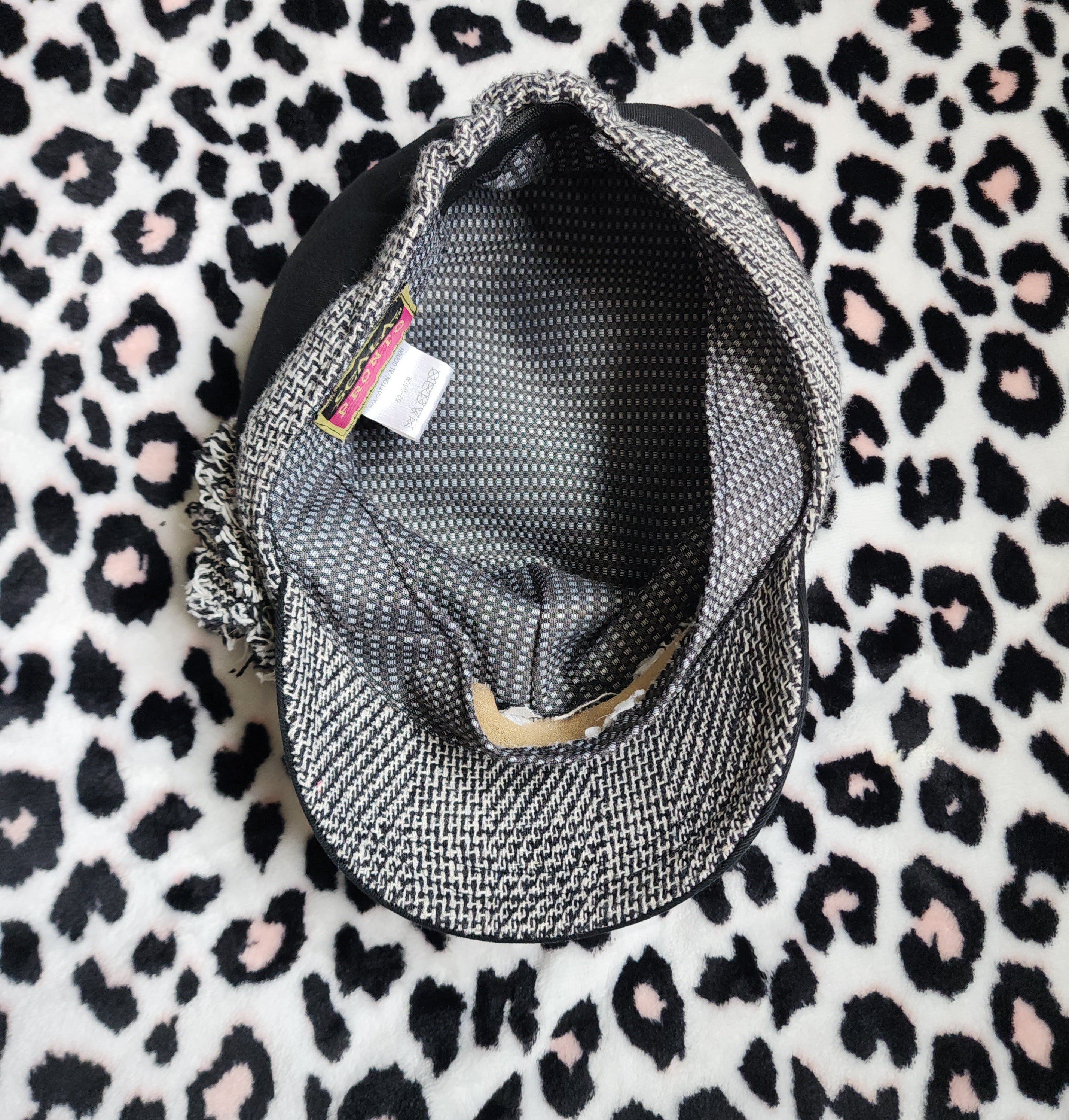 Y2K Inspired Black and Grey Tweed Floral Cadet Hat