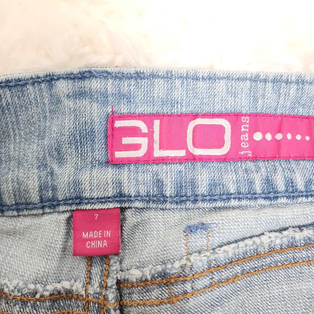 Y2K Low Rise Light Wash Blue Denim Embroidered Unique Capris