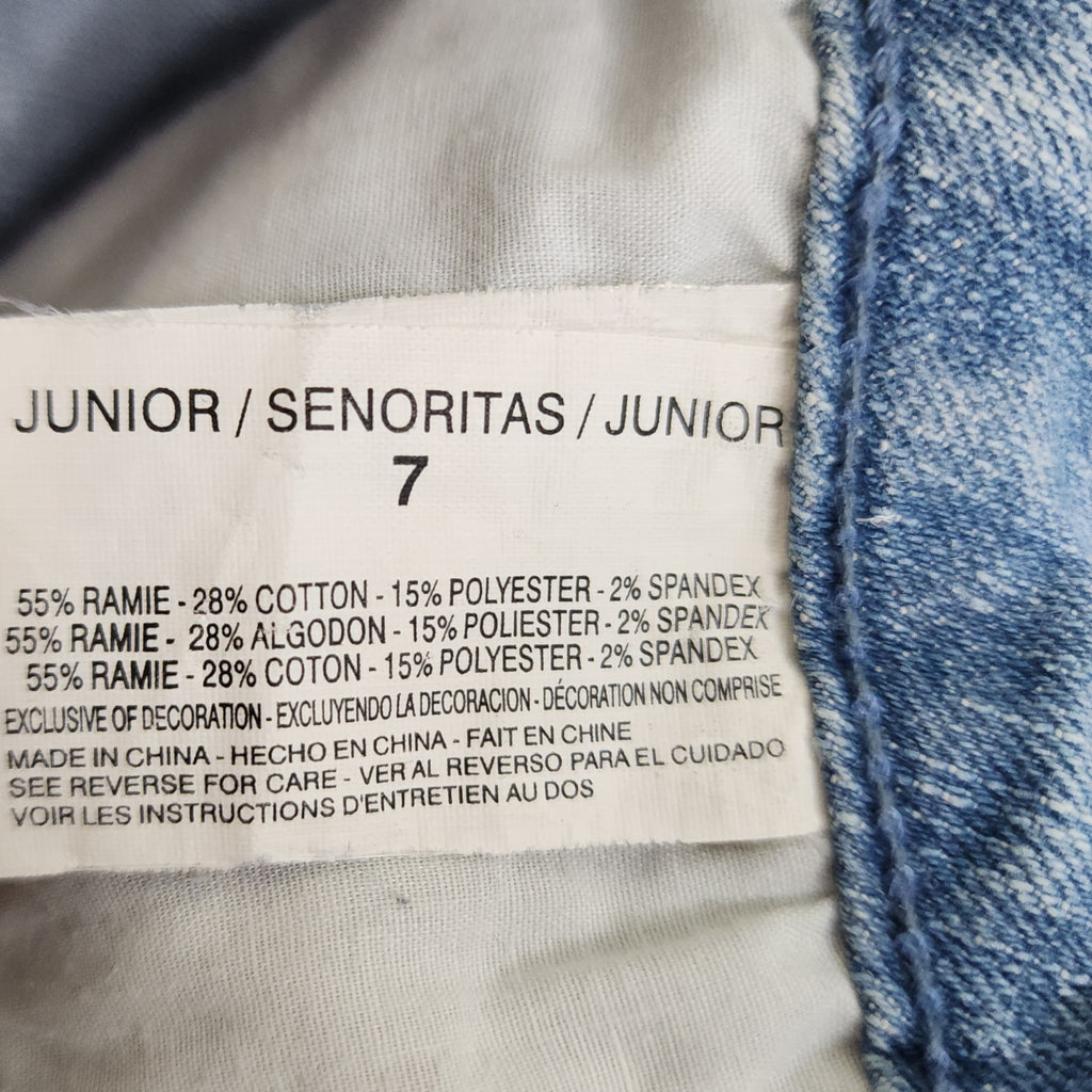 Y2K Low Rise Light Wash Blue Denim Embroidered Unique Capris