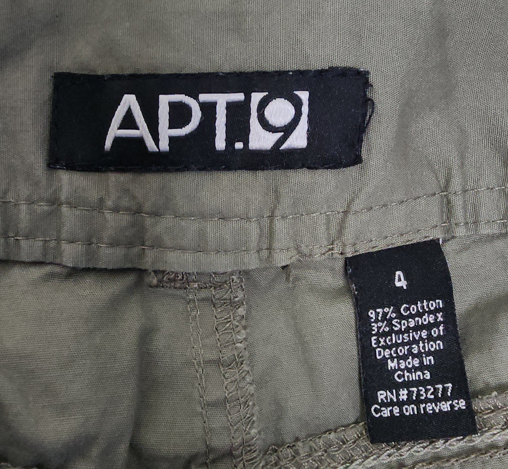 Y2K Green Olive Lowrise Cargo Capris with Built-In Studded Belt