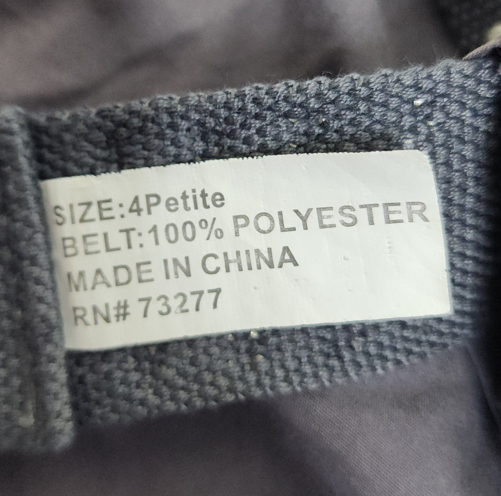 Y2K Grey Lowrise Cargo Capris with Built-In Studded Belt
