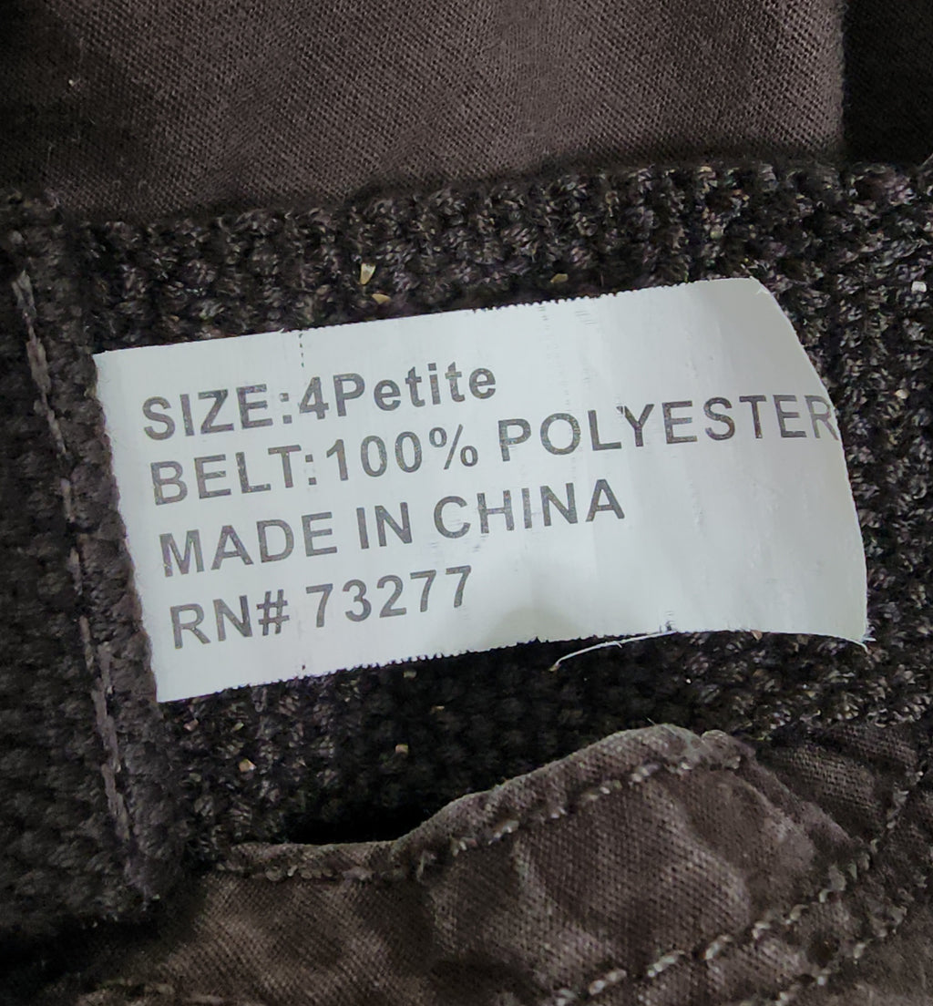 Y2K Brown Lowrise Cargo Capris with Built-In Studded Belt