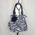 Y2K Styled Zebra Print Shoulder Bag with Flower Detail