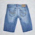 Y2K Roxy Low Rise Light Wash Blue Denim Embroidered Capris