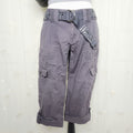 Y2K Grey Lowrise Cargo Capris with Built-In Studded Belt