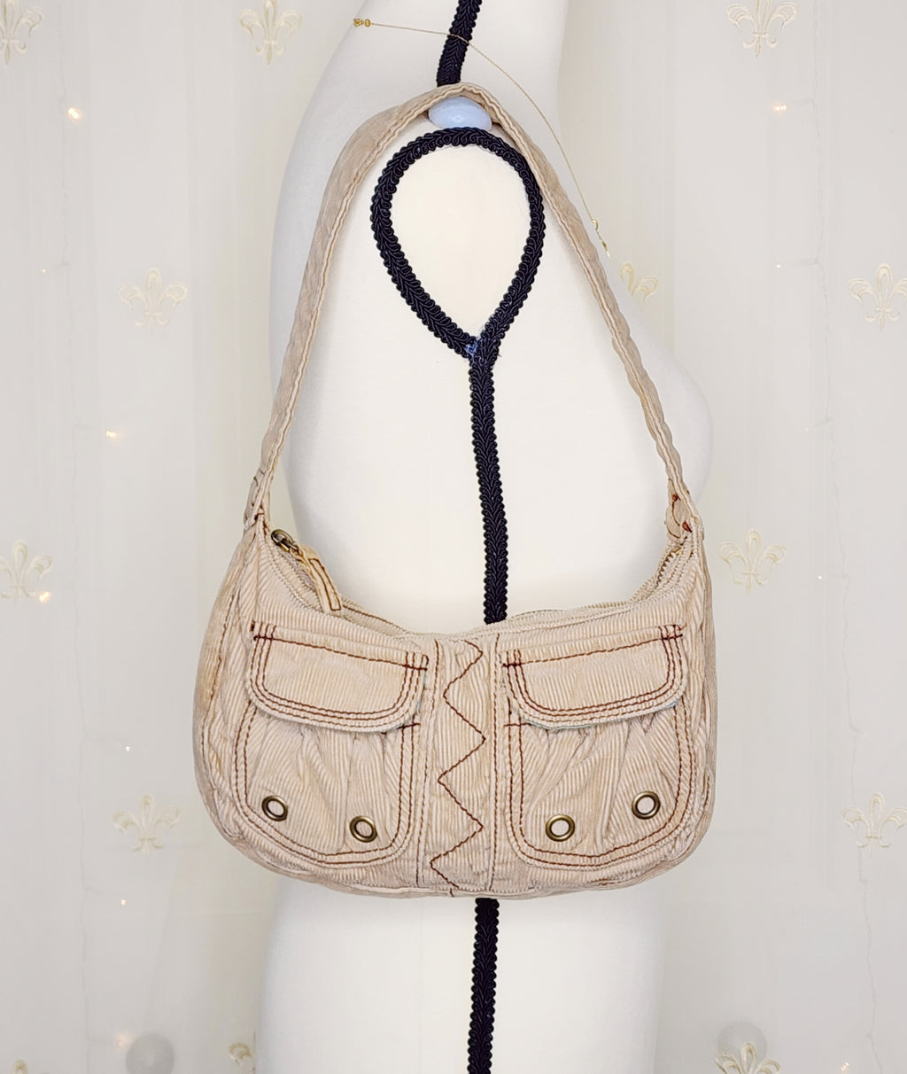 Y2K Old Navy Tan Corduroy Hobo Bag