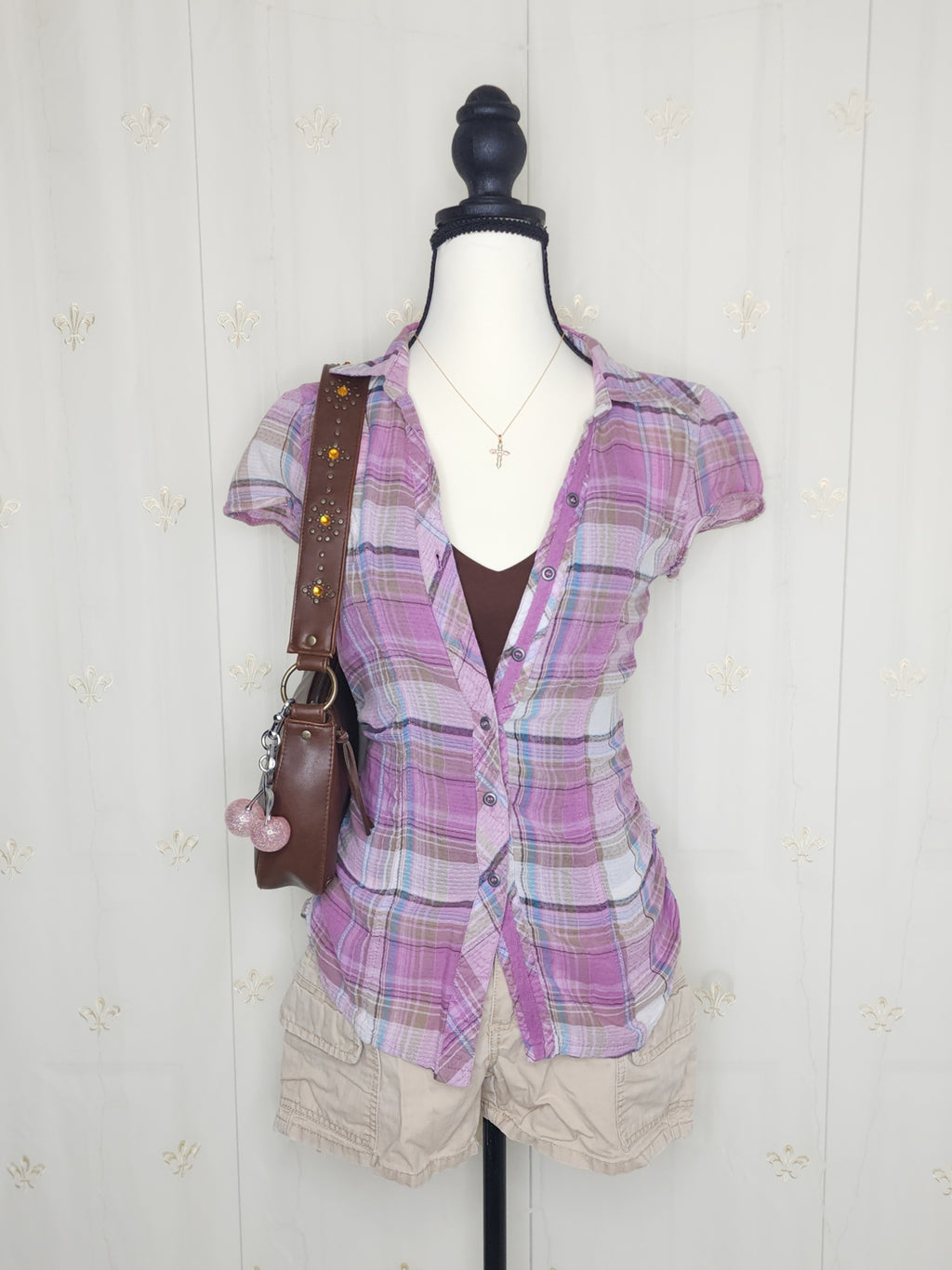 Purple Plaid Babydoll Button-Up Flannel