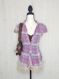 Purple Plaid Babydoll Button-Up Flannel