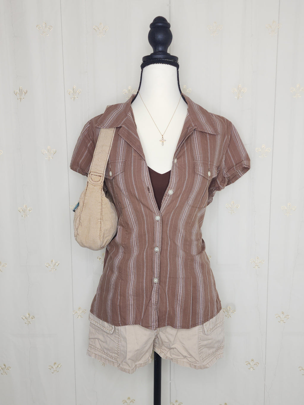 Brown Striped Button-Up Flannel