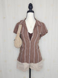 Brown Striped Button-Up Flannel