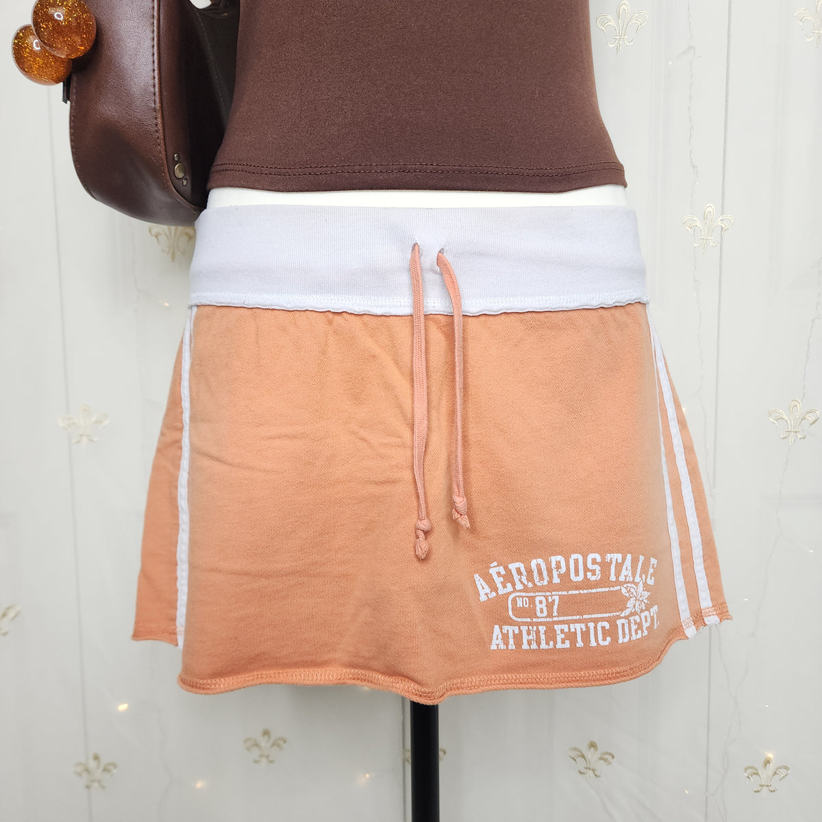 Y2K Aéropostale Orange Graphic Print Mini Skirt with Built-In Shorts