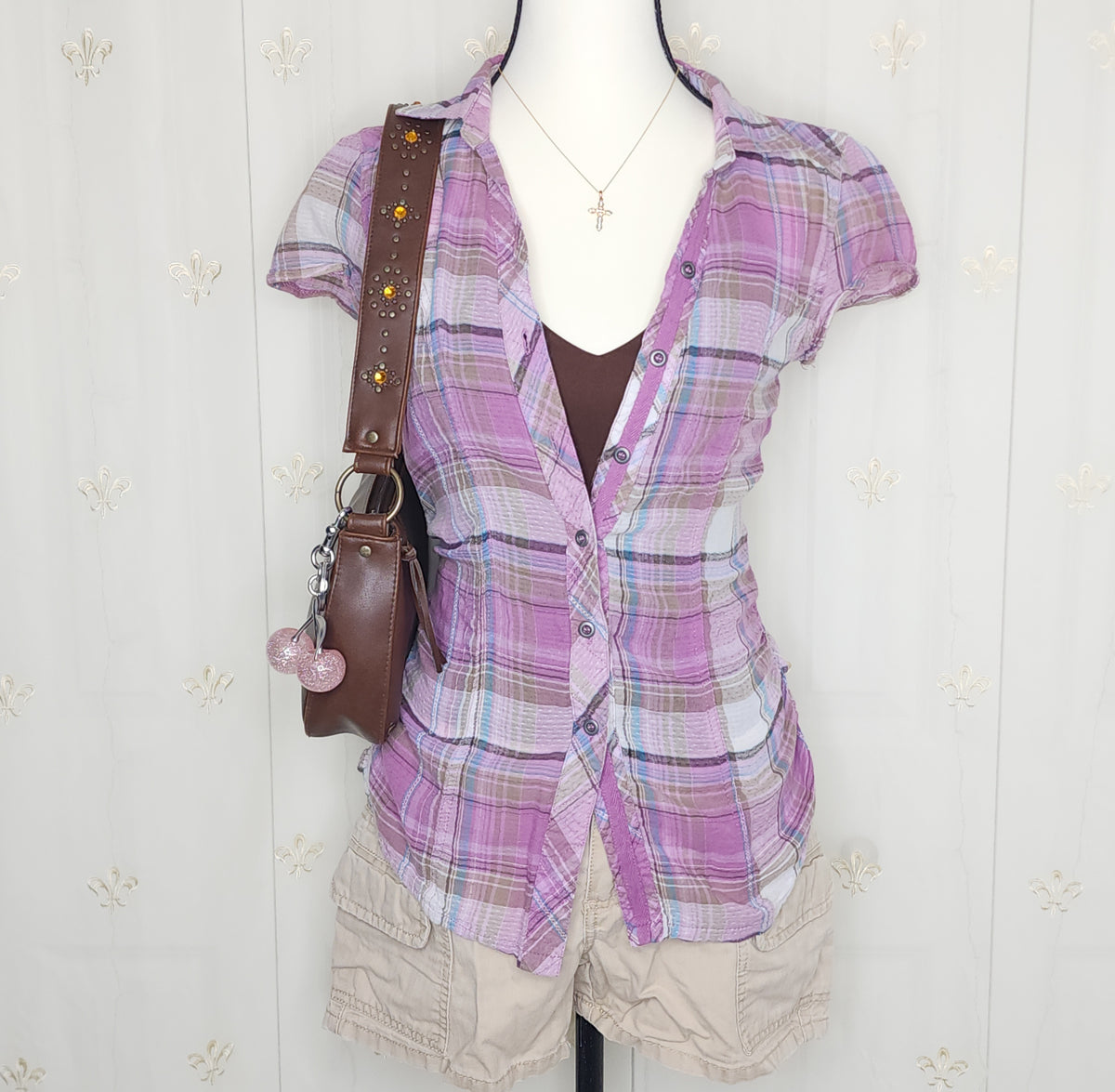Purple Plaid Babydoll Button-Up Flannel