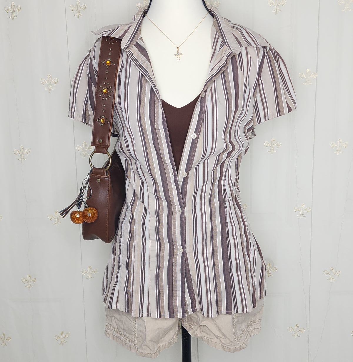 Brown Striped Button-Up Flannel