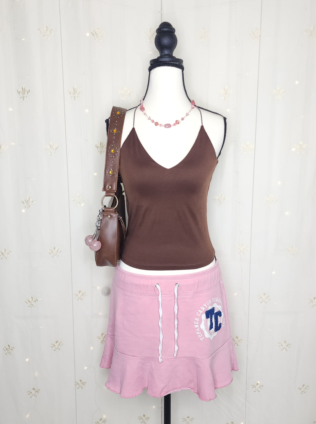 Y2K Mossimo Embroidered Flowy Baby Pink Circle Skirt