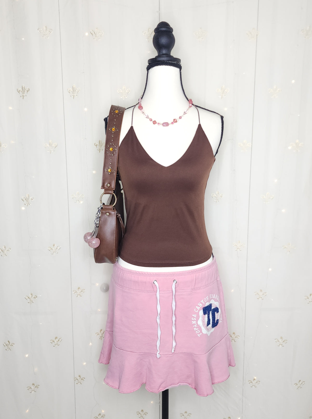 Y2K Mossimo Embroidered Flowy Baby Pink Circle Skirt