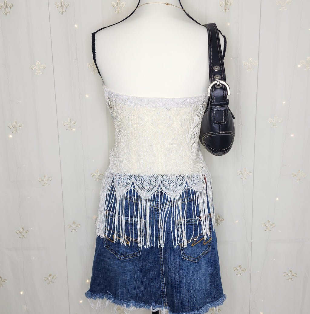 Y2K Charolette Russe Boho Woven Fringed Detailing Tube Top