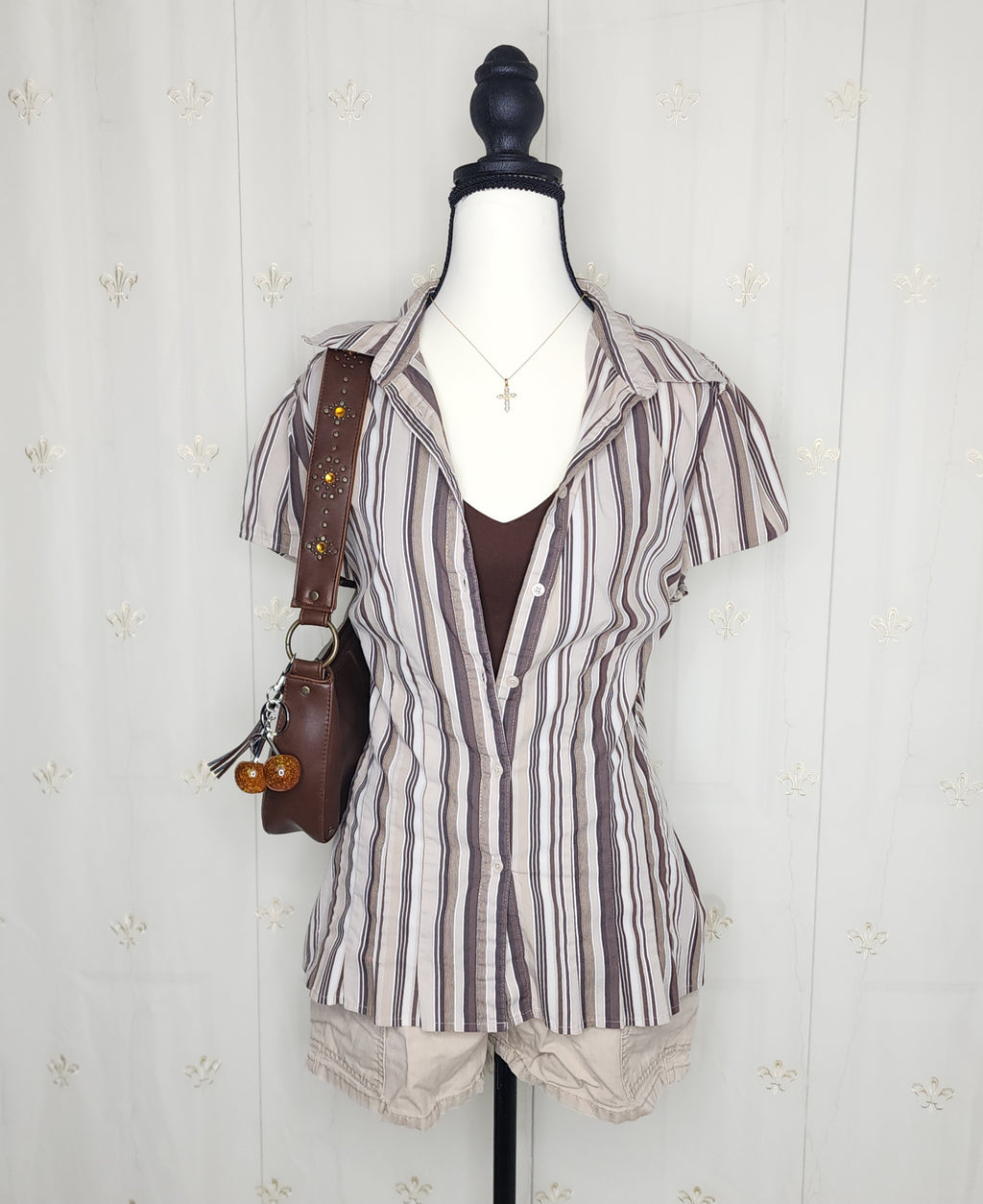 Brown Striped Button-Up Flannel
