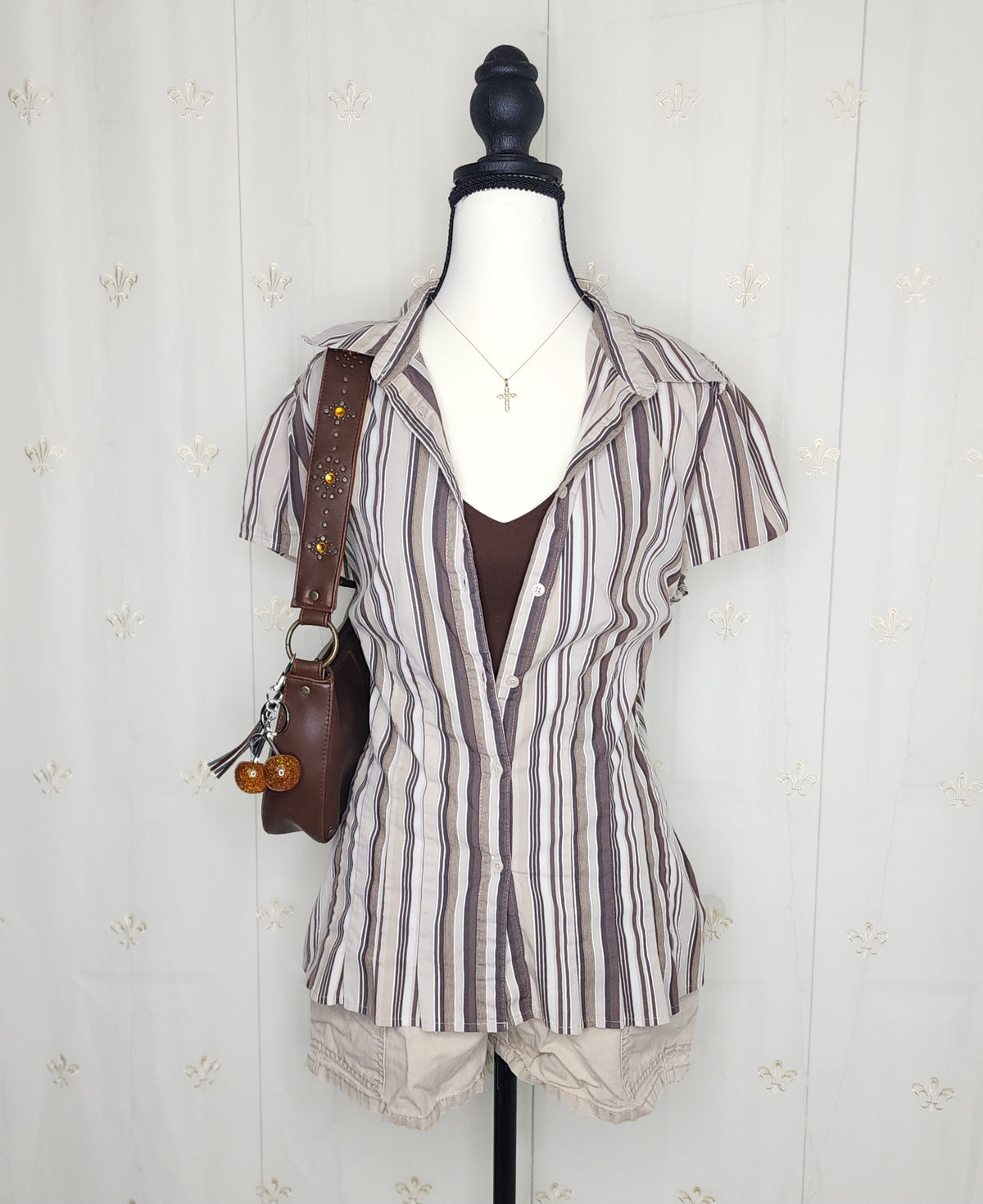 Brown Striped Button-Up Flannel