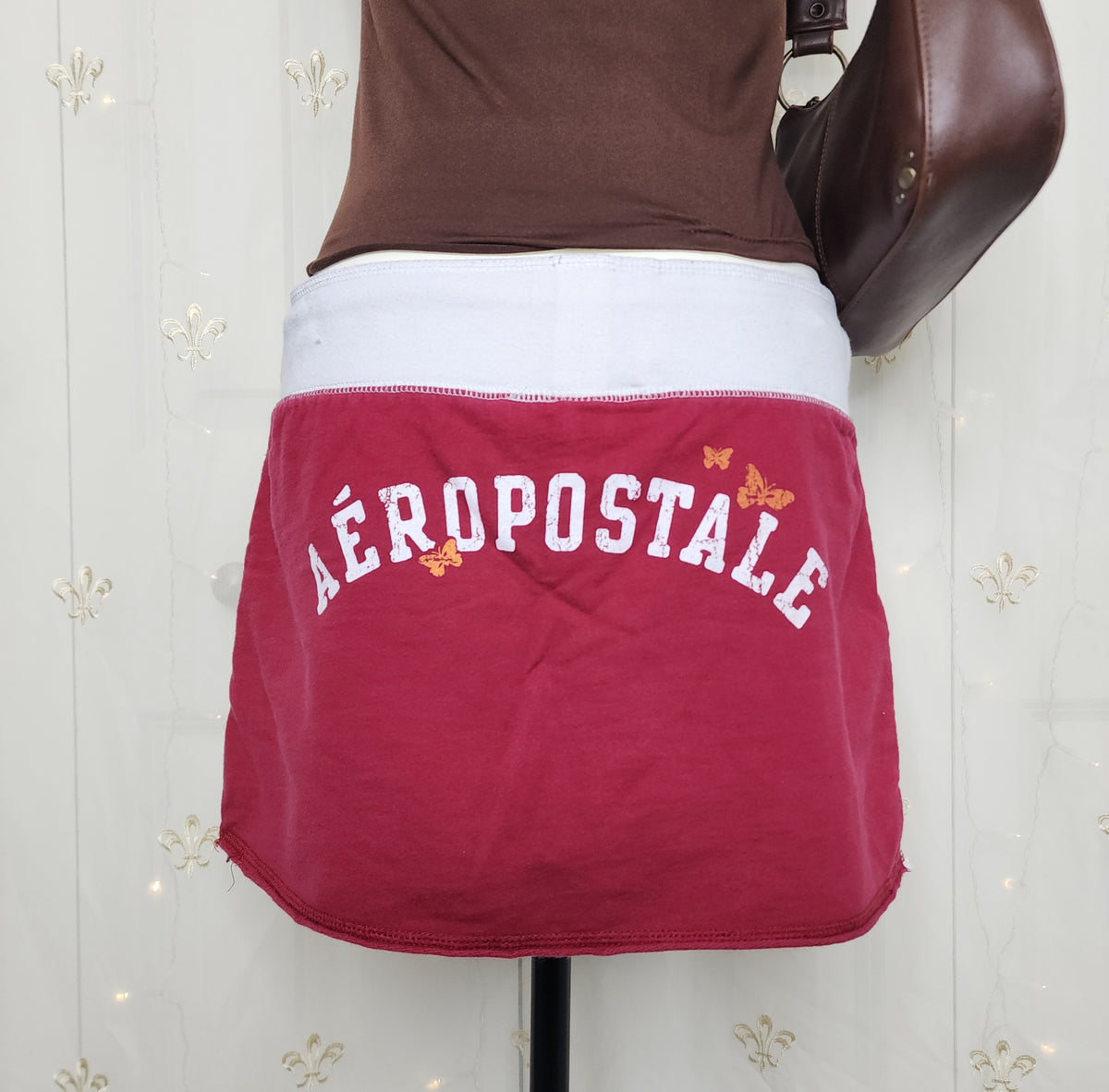 Y2K Aéropostale Cherry Red Graphic Print Mini Skirt with Built-In Shorts