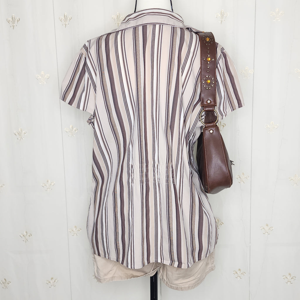 Brown Striped Button-Up Flannel