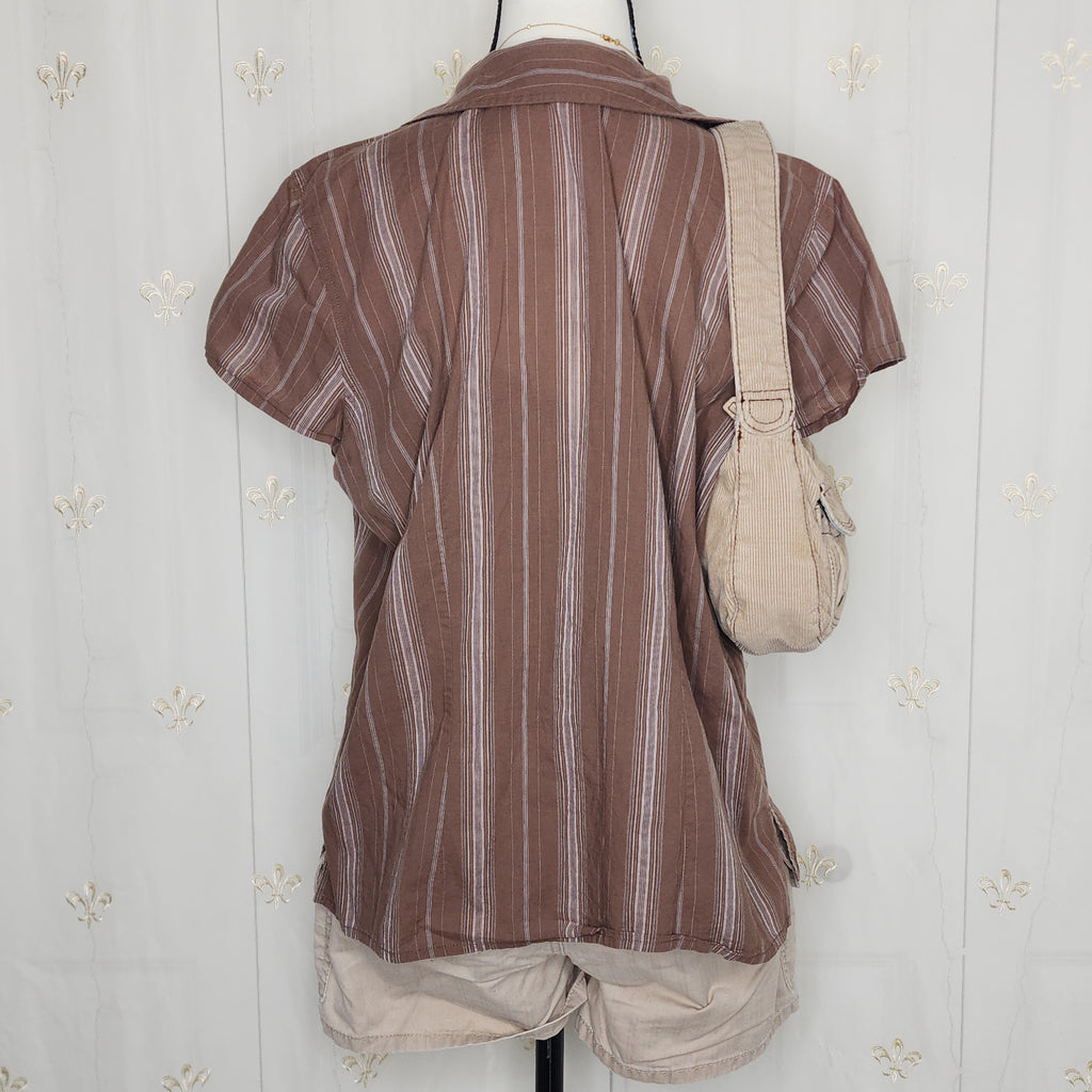 Brown Striped Button-Up Flannel