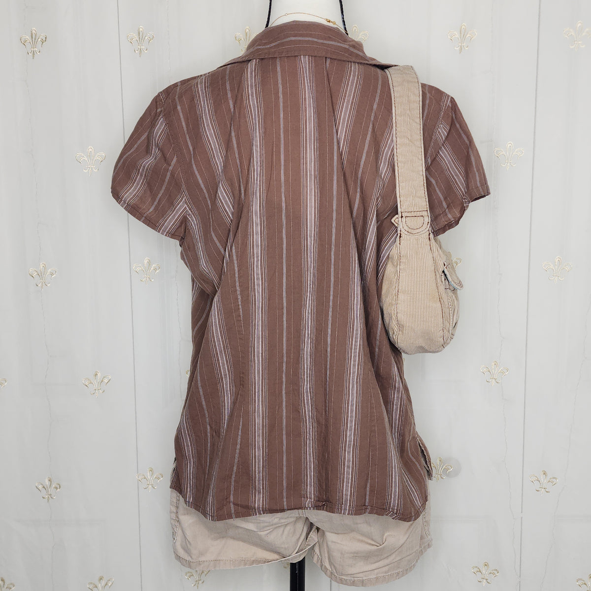 Brown Striped Button-Up Flannel