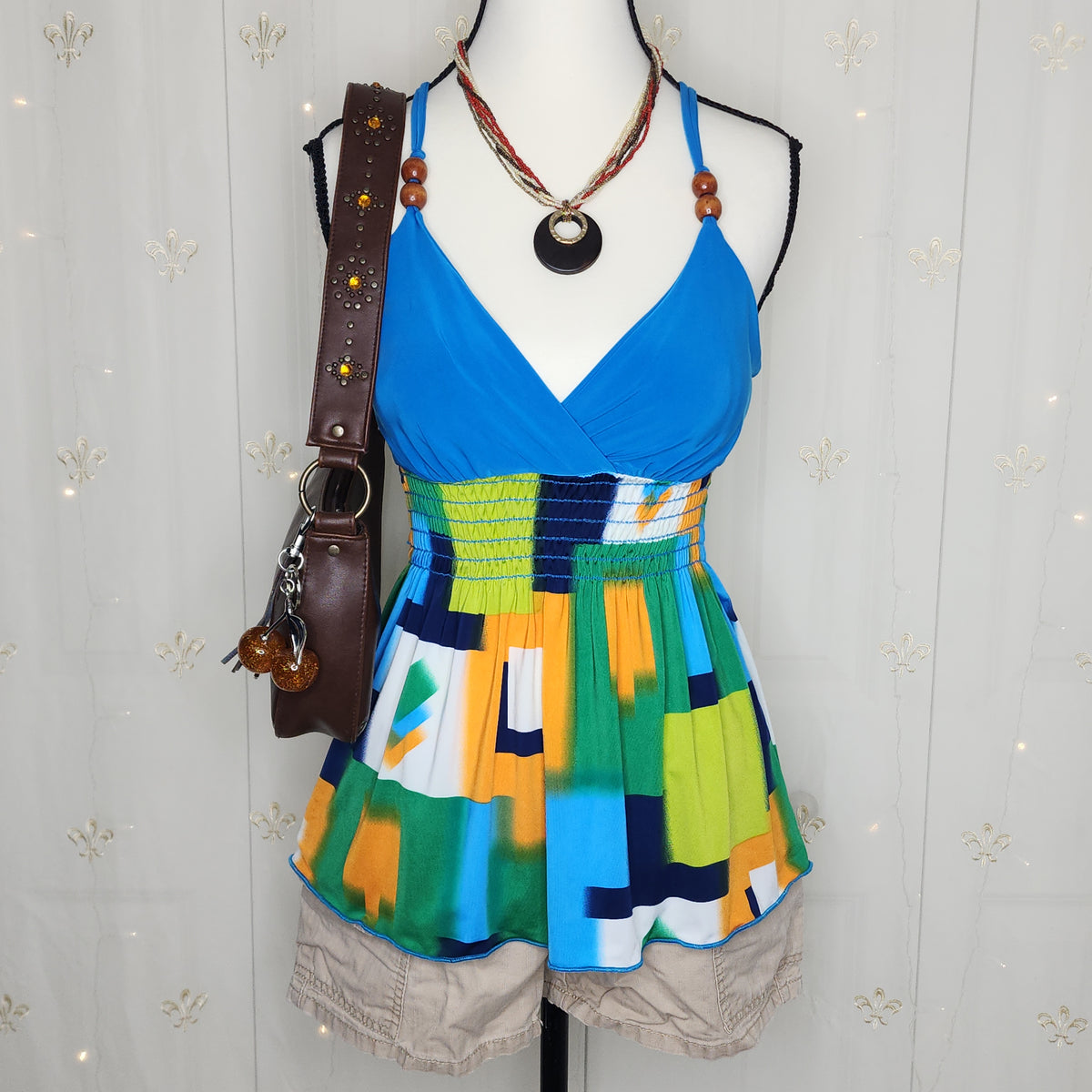 Y2K Babydoll Unique Colorful Spaghetti Strapped Flowy Top
