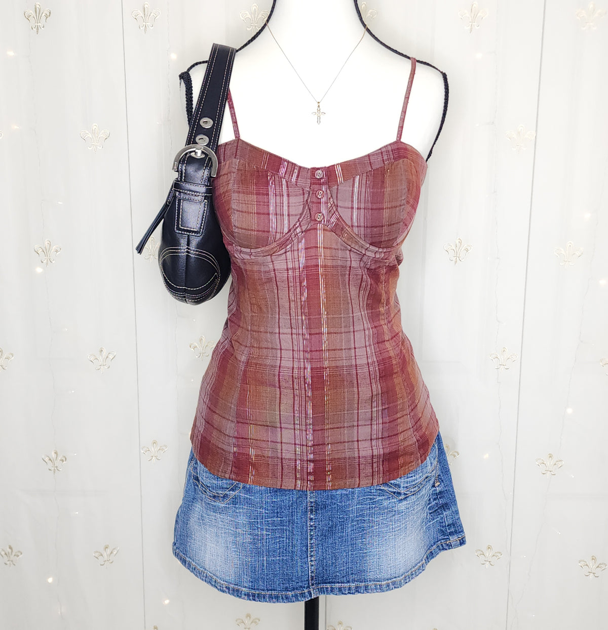 Y2K Red Plaid Babydoll with Adjustable Straps