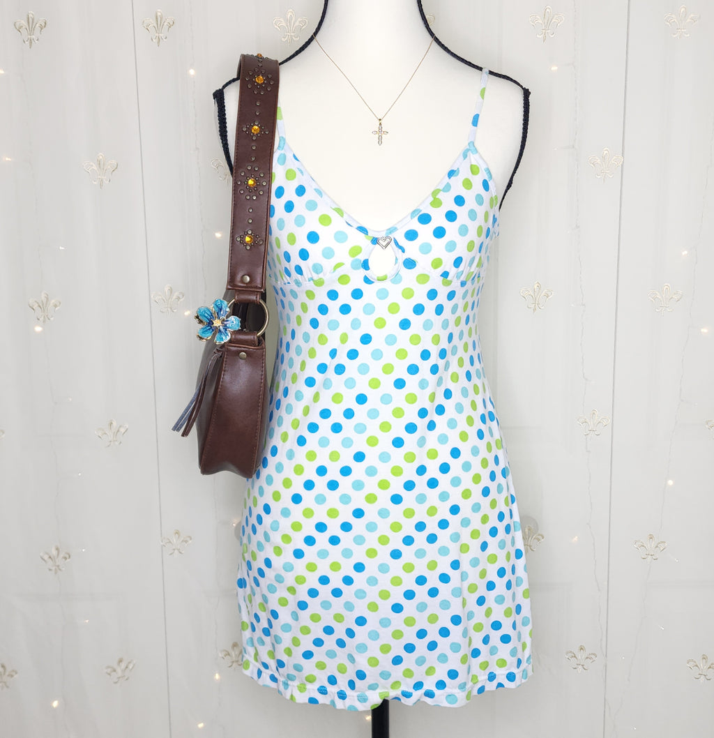 Y2K Blue N' Green Babydoll Mini Dress with Adjustable Straps