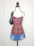 Y2K Red Plaid Babydoll with Adjustable Straps