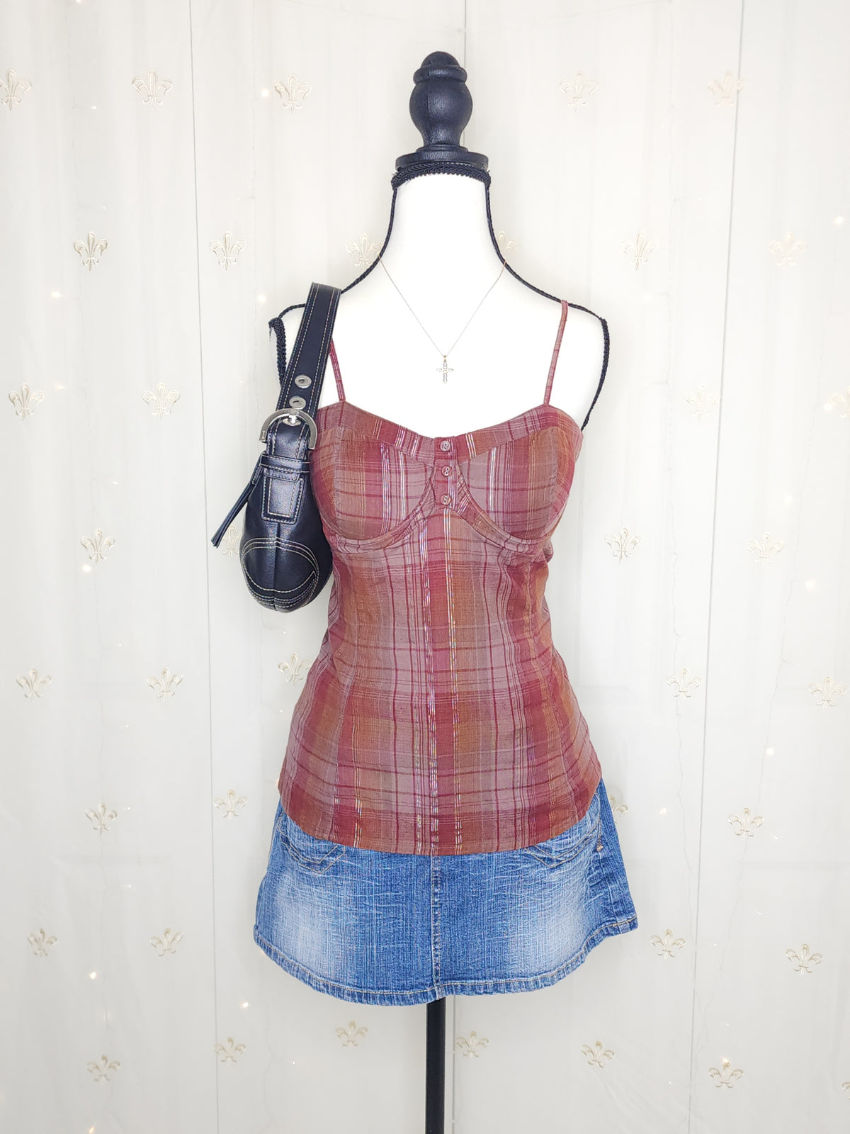 Y2K Red Plaid Babydoll with Adjustable Straps
