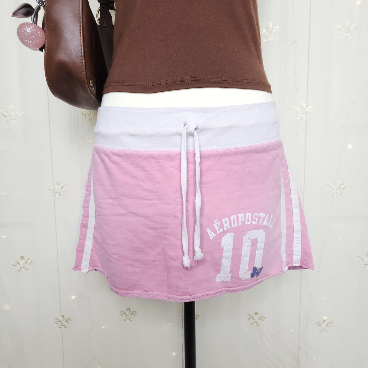 Y2K Aéropostale Baby Pink Graphic Print Mini Skirt with Built-In Shorts